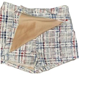 MICHEL SKORT PLAID PRINT HIDDEN SIDE ZIP REAR FAUX POCKETS SZ M NWOT